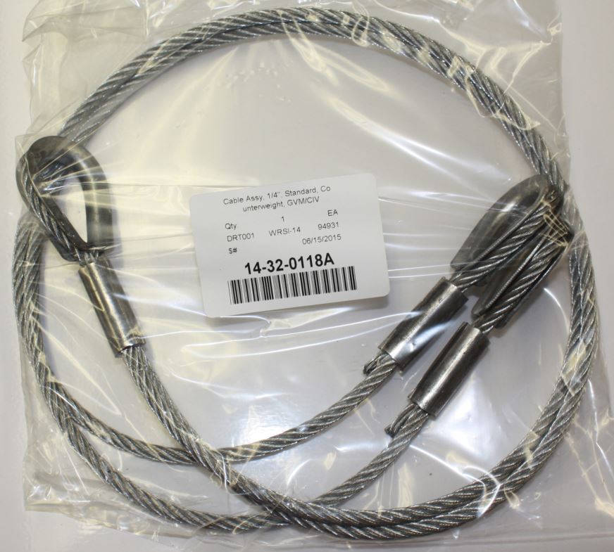 Cable Assy, 1/4", Standard, Counterweight, GVM / CIV